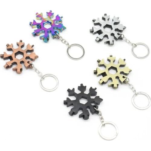 18 in 1 Snowflake Spanner Keyring Hex Multifunction Outdoor Hike Wrench Key Ring Pocket Hand Tools Dropshipping