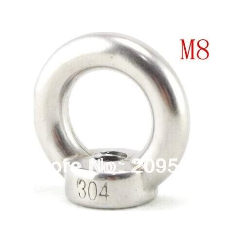 2PC M8 Metric Threaded Eyes Nuts 304 Stainless Steel Lifting
