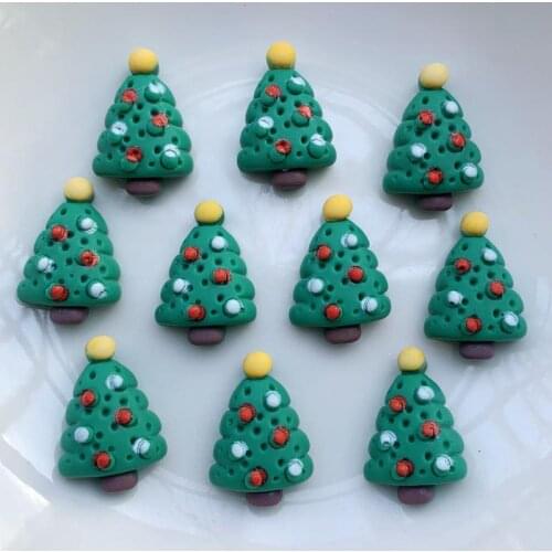 New 20pcs resin Coloured drawing cute christmas tree Flat back stone Scrapbook DIY Christmas ornaments craft