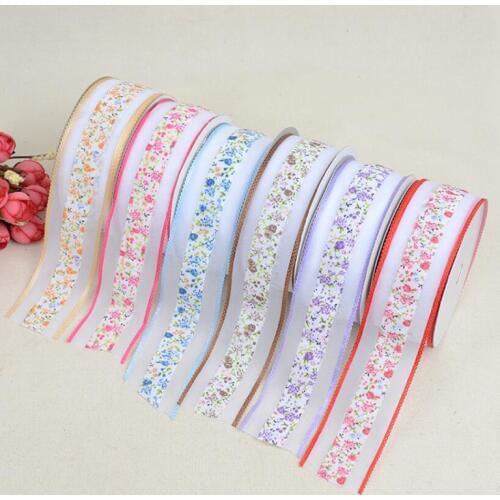 20yards/lot) 38mm Flower Print Grosgrain Ribbon for DIY Bow Gift Wrapping Clothing Accessories Lace Ribbons