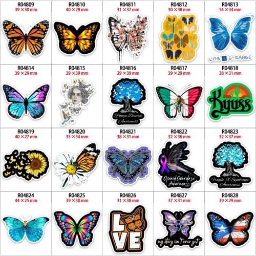 30pcs/lot Adorable Butterfly Printed Planar Resin Flatback for Hair Bows Earring Accessories R04809 R0481 R0482