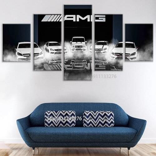 Canvas Ben z car 5 Piece Pictures Sports Car Off-Road Vehicle Wall Art Pictures for Living Room Posters Home Decoration painting