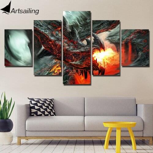 5 piece canvas wall art HD posters and prints canvas Anime monster wall picture for living room home decor free shipping XA2306C