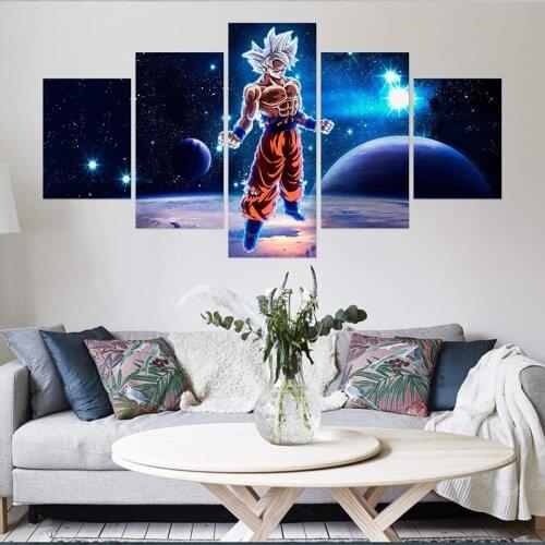 Anime Dragon Ball 5pc Canvas Painting Ultra Instinct Goku Wall Art Posters Pictures Living Room Home Decoration Accessories