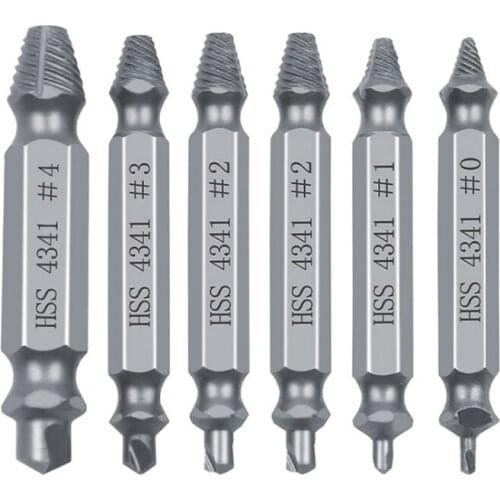 6PCs/Set Damaged Screw Extractor Drill Bit Set Stripped Broken Screw Bolt Remover Extractor Easily Take Out Demolition Tools