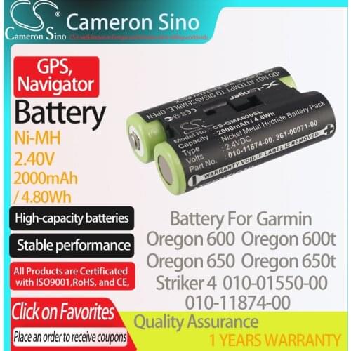 CameronSino Battery for Garmin Oregon 600 600t 650 650t Striker 4 010-01550-00 fits Garmin 010-11874-00 GPS, Navigator battery