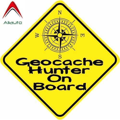 Aliauto Warning Car Sticker Geocache Hunter on Board Accessories Cover Scratch Decal PVC for Motorcycle Honda Toyota VW,9cm*9cm