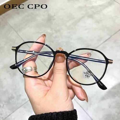 OEC CPO Vintage Clear Round Glasses Women Brand Designer Classic Anti-blue light Transparent Glasses Frame Female Eyeglasses