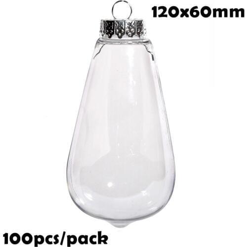 Free Shipping DIY Paintable/Shatterproof Christmas Ball 120*60mm Fillable Plastic Modern Light Bulb Ornament, 100/Pack