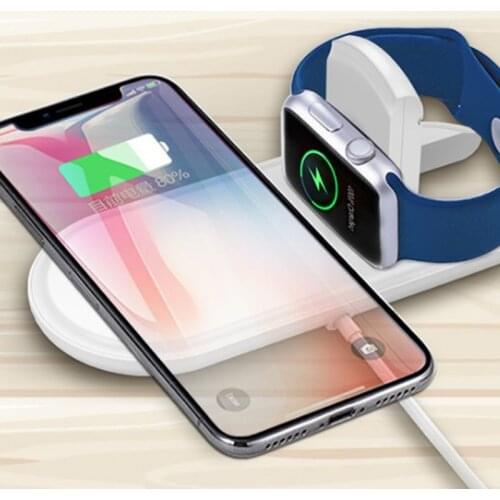 Wireless Charging Pad, 2 in 1 Portable Qi Wireless Charger Dock 10W/7.5W Fast Charge Station Mat Compatible Apple Watch Series 1