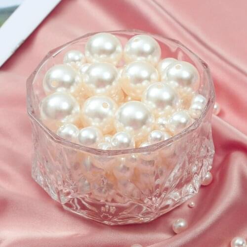 10-300Pcs/Lot Straight Hole ABS Imitation Pearl Beads 4-20MM Round Plastic Acrylic Spacer Bead for DIY Jewelry Making Findings