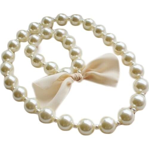 D0AF 1 Set Children Accessories Girls Jewelry Artificial Pearl Necklace Bracelet Set Kids Little Girl Princess Decorations