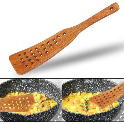 Wooden Spatula Filter Shovel 24 Holes Kitchen Cooking Tool Non-Stick Pan Frying Steak Shovel Kitchen Accessories