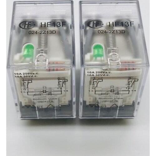 HF13F-024-2Z13D,10A250VAC Two groups of conversion, 8 PIN wide with lamp feet hongfa high-power relay