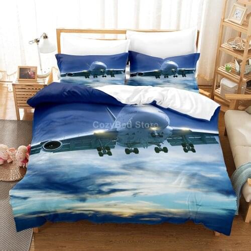 Cloud Plane Bedding Set 3d Duvet Cover Sets Comforter Bed Linen Twin Queen King Single Size Fashion Luxury Cool Gift Scenery Sky