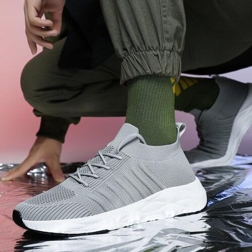Men sneakers shoes casual socks light breathable large size fashion sports flying woven summer mesh vulcanized shoes
