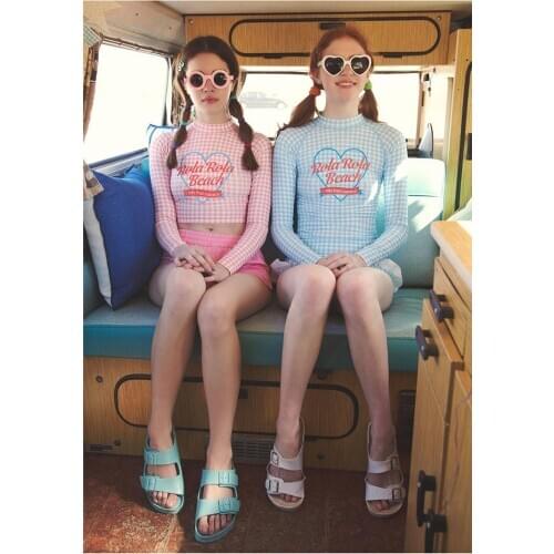 Swimsuit Women 2021 Girls Bathing Suit Korean Swimwear Swimming For Sexy Suits Sportswear Long Sleeve Split Cover Close Solid