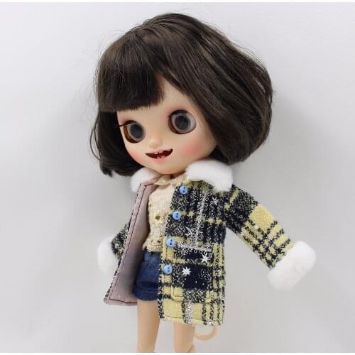 ICY DBS Blyth doll clothes coat purple green gingham winter outfit