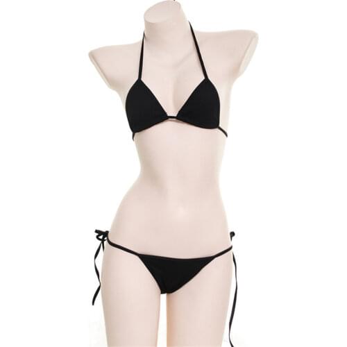 Micro bikini 2020 Sexy Hanging neck Solid color Big triangle girl Sunbathing swimwear women swimsuit biquini bikinis monokini