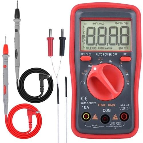 QHTITEC Multimeter Digital UM16-A1 True RMS Auto-Range 4000 Counts Portable Voltmeter Temperature Ammeter Voltage Current Tester