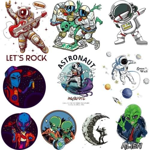 Astronaut UFO Patches Clothing Patches Washable Iron On Heat Transfer Diy Accessory Stickers Iron Alien Sticker For Clothing