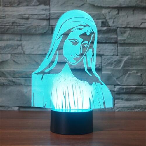 Notre Dame Maria 3d Small Night Lamp Song White Bible Flowing Maple Monroe Table Lamps For Living Room Moderne Desk Lamp