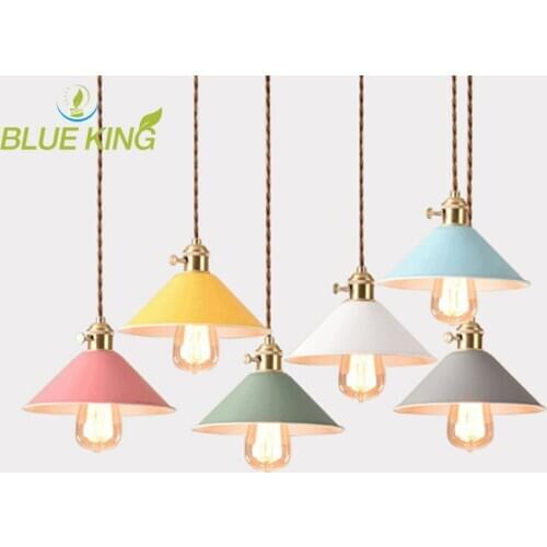 Nordic colorful led Pendant Light Denmark Home foyer Modern Hanging Lamp Bedroom Kitchen island pendant Light with knob switch