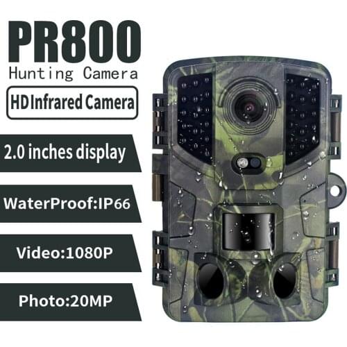 PR800 Hunting Camera 1080P HD IP66 Waterproof 32 Infrared Light Trail Camera for Wildlife Watching Deer Scouting