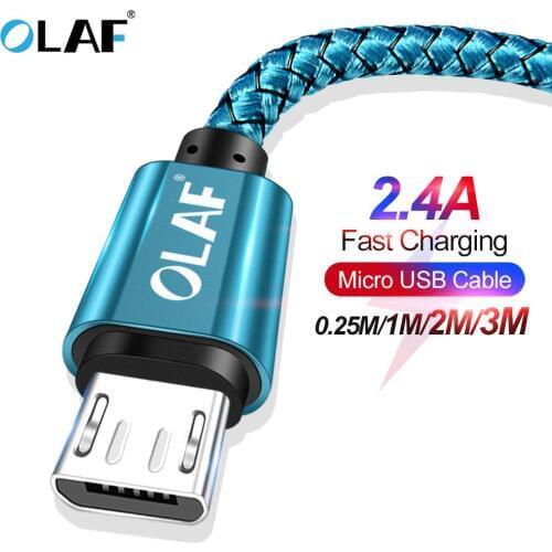 OLAF Micro USB Cable 2.4A Fast Charging 1M 2M 3M USB Charger Data Cable For Samsung Xiaomi Microusb Android Mobile Phone Cables