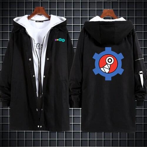 Infinite Skateboard the Infinity Autumn and Spring Medium Length Style Coat Printed Cosplay Black Overcoat Loose Windbreaker