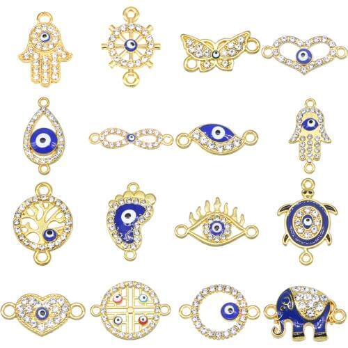 6 pieces / lucky evil eye pendant 16 types evil eyes Diy jewelry accessories charm necklace bracelet connector and rings