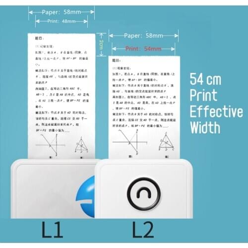 Poooli L2 300dpi Portable Thermal Printer 58 Paper Width BT Wireless Photo Printer HD Mode Label Sticker For Android iOS and PC