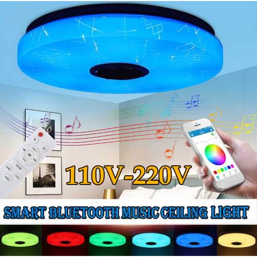 36/80W LED Music Ceiling Light Creative Graffiti Style RGB Bluetooth Speaker Bedroom Ceiling Lamp 110-220V APP + Remote Control