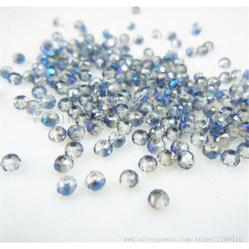 Isywaka Clear blue Color 1800pcs 2mm Rondelle Austria faceted Crystal Glass Beads Loose Spacer Round Bead for Jewelry Making