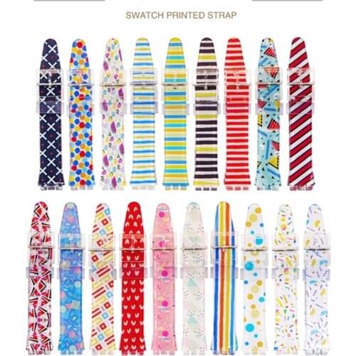 Transparent Printed Flower Strap for Swatch Watch Silicone Watchband For SWATCH Women Men Watch accessories 17mm 19mm 20mm