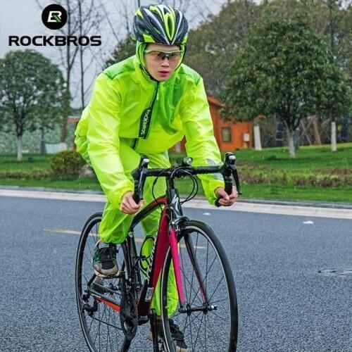 ROCKBROS 100% Waterproof Cycling Raincoat Men Women MTB Road Bike Equipment Bicycle Portable Reflective Cycling Jersey Clothing