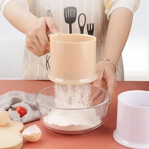Handheld Flour shaker Stainless Steel Mesh Sieve Cup Icing Sugar Bake Tool Semi-automatic Cake Utensils Powder Baking Tool