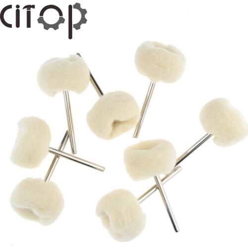Citop 10pcs 3mm 2.35mm Shank Cashmere Grinding Wool Brush Polishing Carving Cleaner Tools For Jewel Watch Glasses