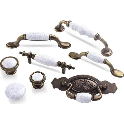 HQ CC01 Zinc Alloy Crackle Pattern Ceramic Cupboard Closet Cabinet Furniture Handle Knob Drawer Locker Pull Free Screws