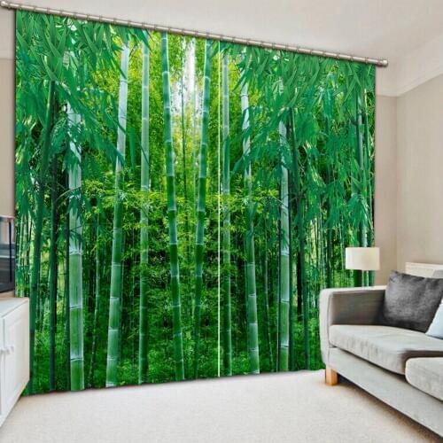 Modern 3d curtains for bedroom livingroom blackout kitchen green 3d bamboo curtains decoration window curtains
