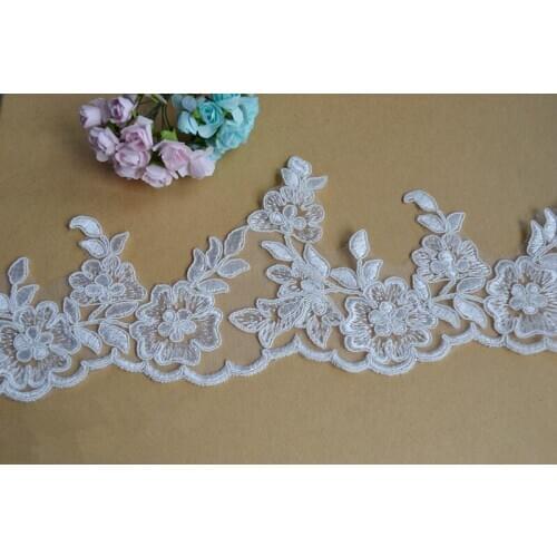 Thin lace trim flowers lace scallop trim Ivory Bridal Dresses Lace Boarder Trim DIY Veil Trim 10 Yards