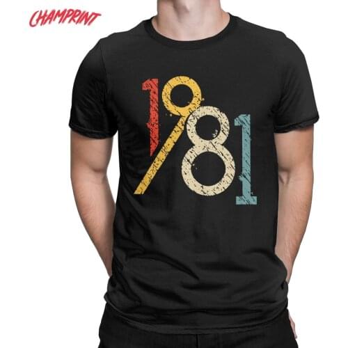Funny 1981 Vintage 40th Birthday Gift T-Shirt Men Pure Cotton T Shirt 40 Years Old Short Sleeve Tee Shirt Gift Idea Clothes