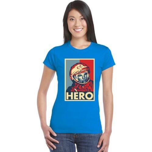 Womens street topshirts T-shirt Russian CCCP HERO Yuri Gagarin woman Tshirt Soviet Cosmonaut gyms Workout t shirt ladies Tees