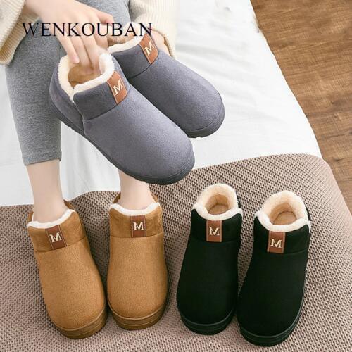 Woman Winter Ankle Boot Warm Plush Suede Rubber Flat Boots Causal Snow Platform Boots Ladies Indoor Botas Mujer Invierno 2021