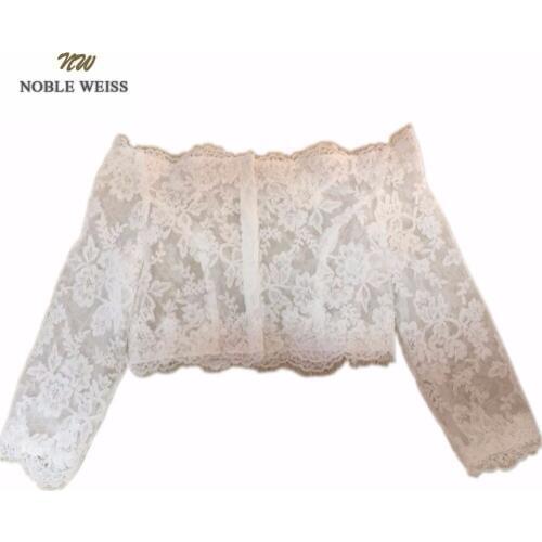 NOBLE WEISS New Off The Shoulder Long Sleeve Lace Bolero Jacket Bridal Wedding Jackets Women Wedding Jackets
