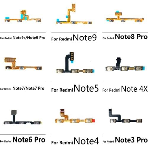 10PCS Power On / Off & Volume Side Key Button Flex Cable Replacement Parts For Redmi Note 3 4 5 9 9S Note 4X Note 6 7 8 9 10 Pro