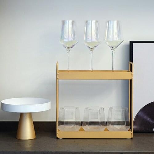 2 tiers Champagne color storage racks home decorating holders for dessert/perfume/makeup/glass cups for cake table