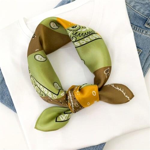 2021 Small Scarf Real Silk Hair Band Lady Neckerchief Foulard Neck Tie Design Printed Women Bandana Spring Summer Scarves New