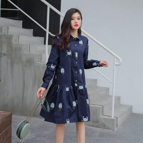 2611# Maternity Clothes Spring Autumn Long Sleeve Easy Matching Loose Stylish Dress for Pregnant Women Mom Dress