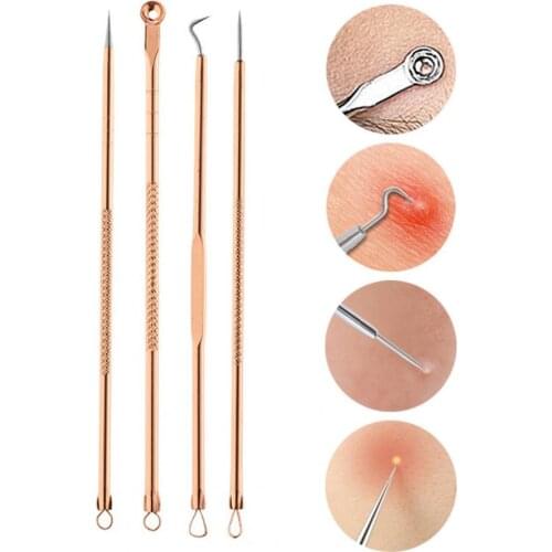 4Pcs/Set Acne Needle Multifunctional Fine Workmanship Stainless Steel Practical Pimple Blackhead Removal Needle Tool for Unisex